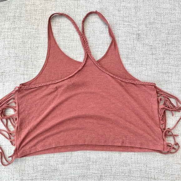 Burnt Orange Even the Darkest Night Will End Fringe Braided Tank Top - Picture 5 of 6